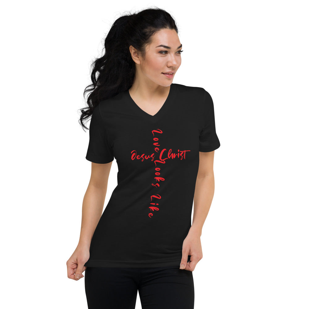 Love Looks Like Jesus Christ V-Neck T-Shirt