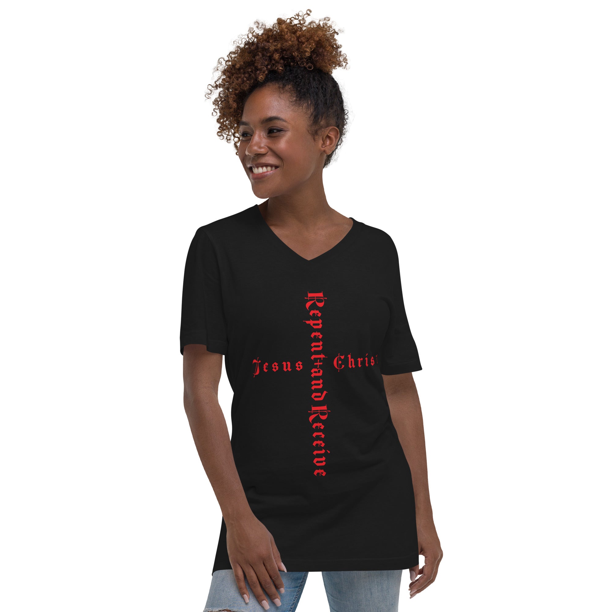 Repent and Receive Jesus Christ V-Neck T-Shirt