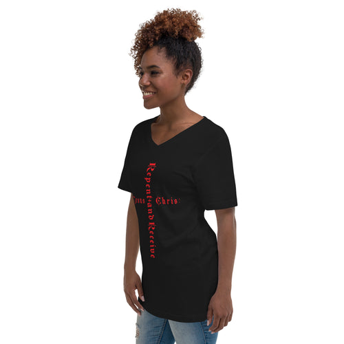 Repent and Receive Jesus Christ V-Neck T-Shirt