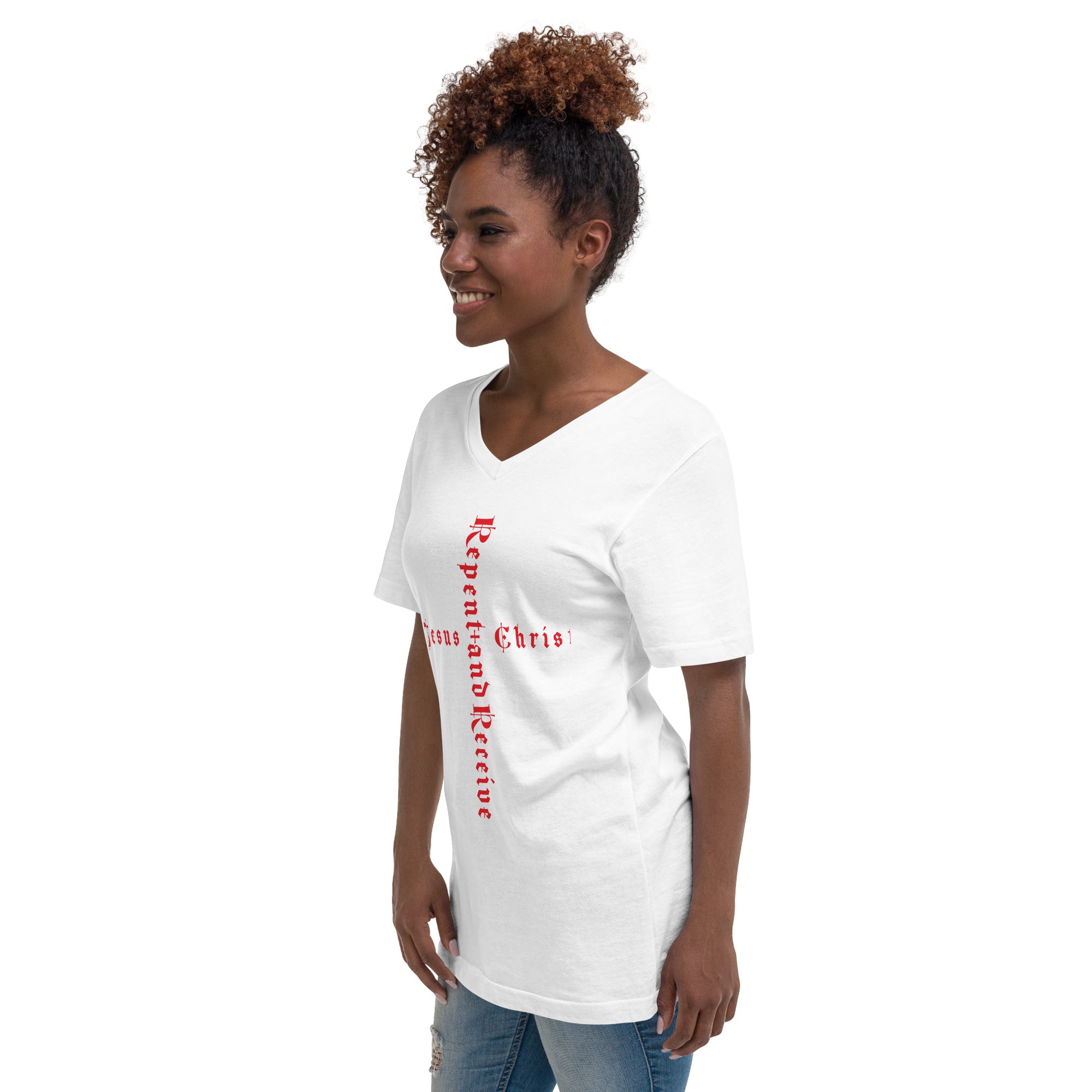 Repent and Receive Jesus Christ V-Neck T-Shirt