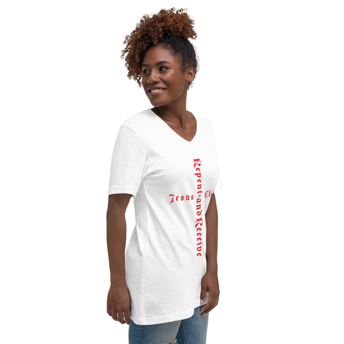 Repent and Receive Jesus Christ V-Neck T-Shirt