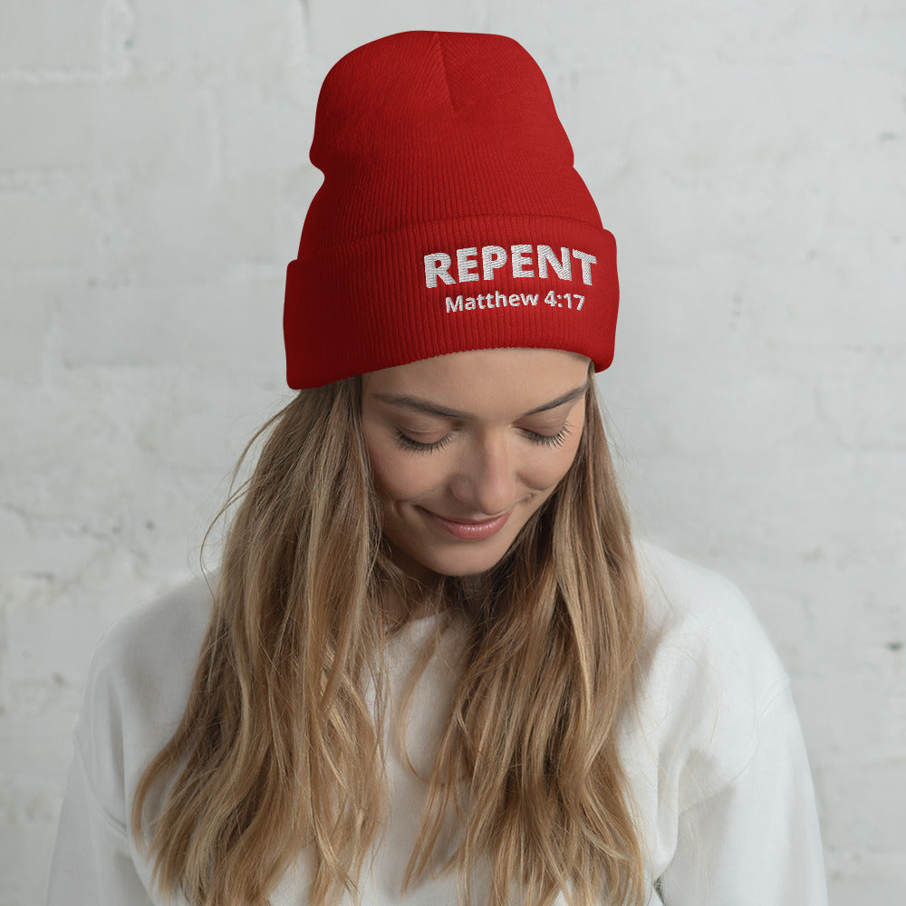 Repent Matthew 4:17 Cuffed Beanie