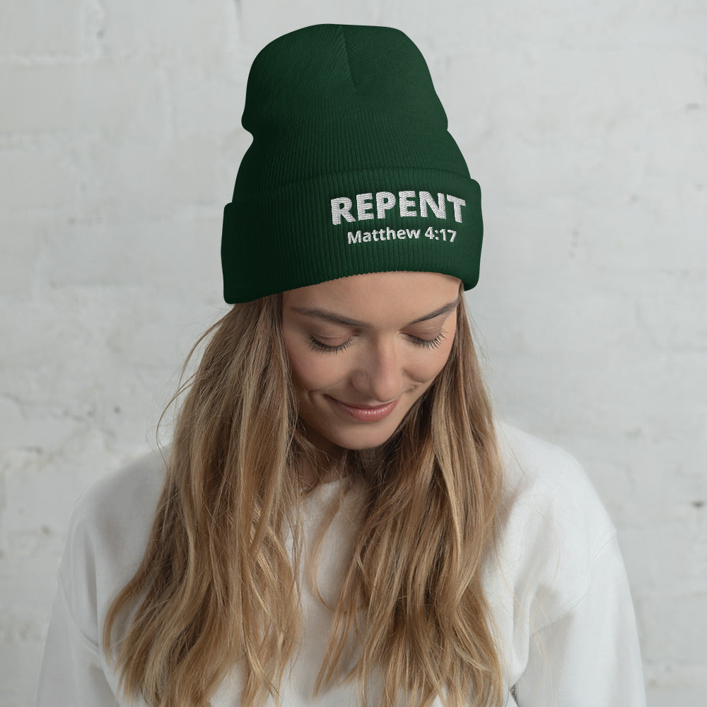 Repent Matthew 4:17 Cuffed Beanie - Have You Read The Red
