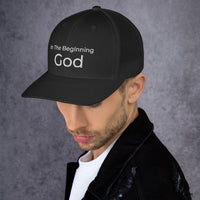 In The Beginning God Trucker Cap
