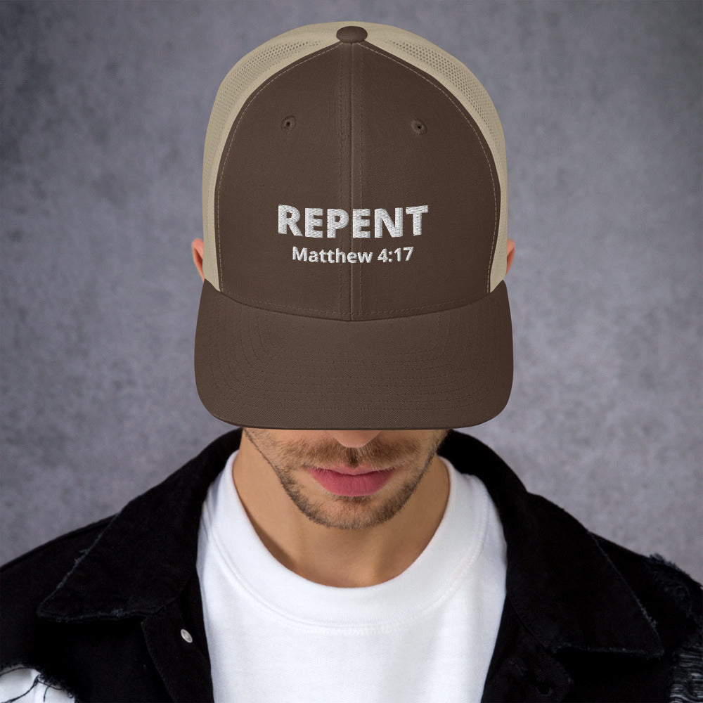 Repent Matthew 4:17 Trucker Cap - Have You Read The Red
