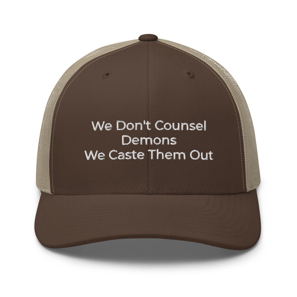 We Don't Counsel Demons Trucker Cap - Have You Read The Red