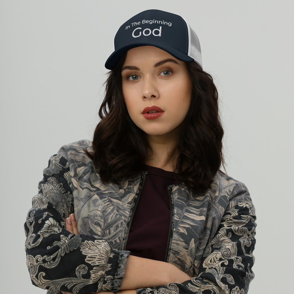 In The Beginning God Trucker Cap - Have You Read The Red