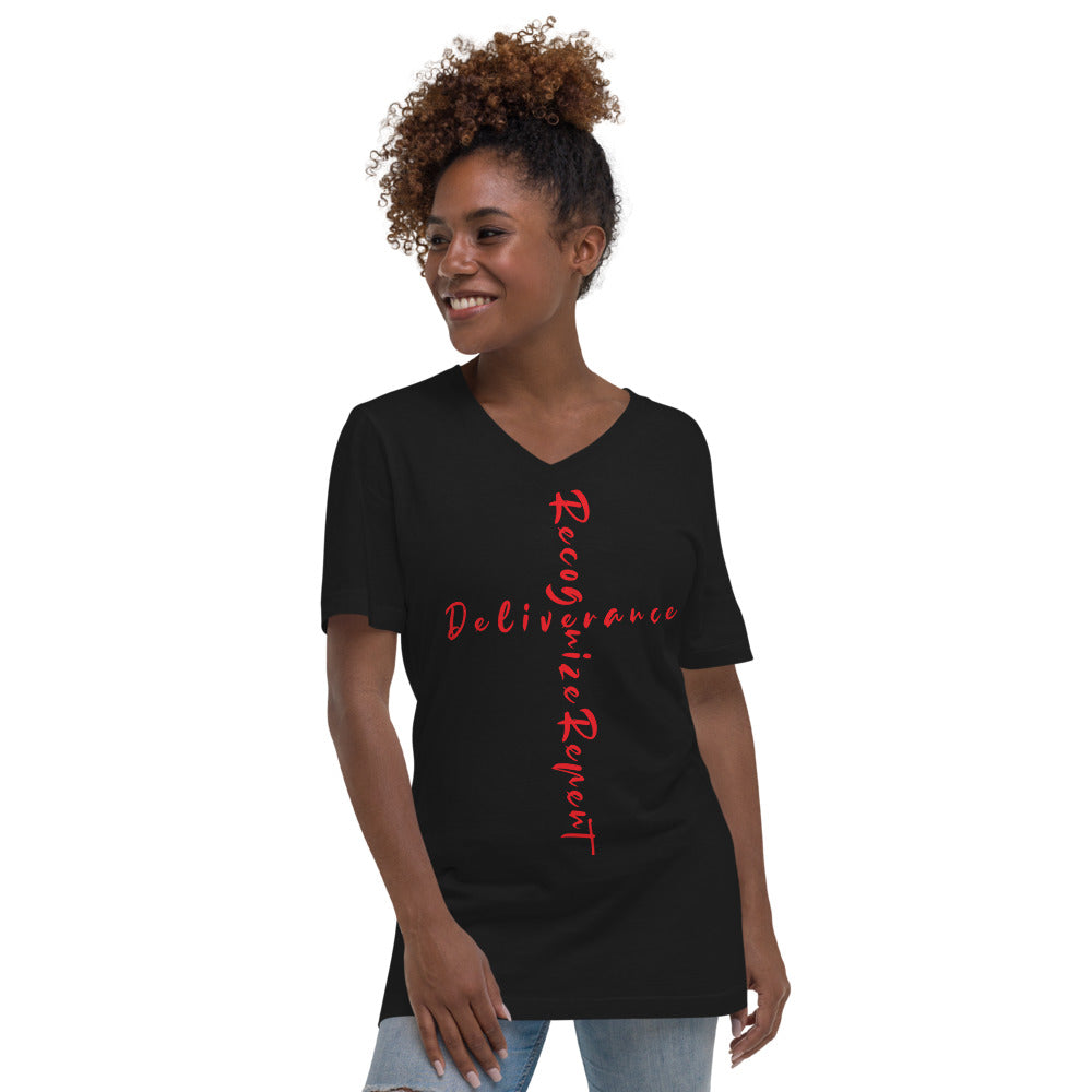 Deliverance_Recognize Repent V-Neck T-Shirt - Have You Read The Red