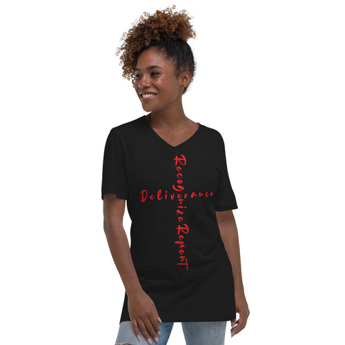 Deliverance_Recognize Repent V-Neck T-Shirt - Have You Read The Red
