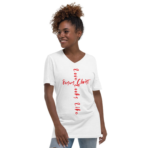 Love Looks Like Jesus Christ V-Neck T-Shirt - Have You Read The Red