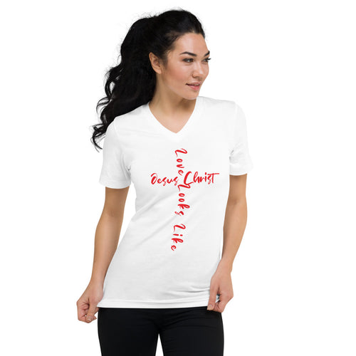 Love Looks Like Jesus Christ V-Neck T-Shirt - Have You Read The Red