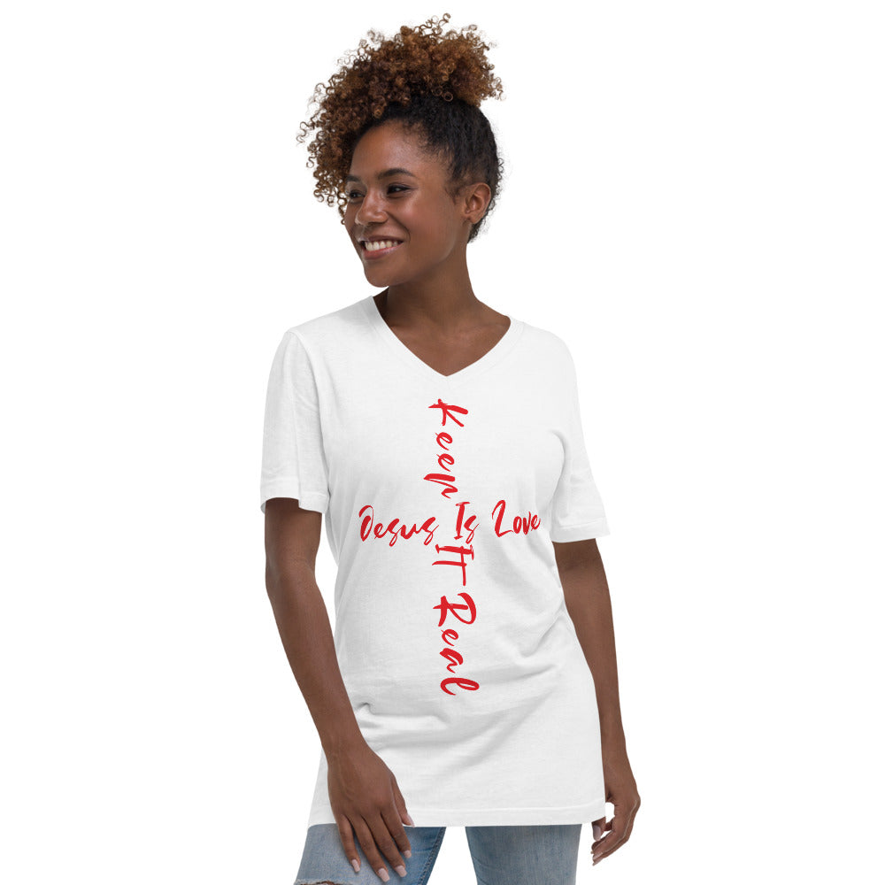 Jesus Is Love Keep It Real V-Neck T-Shirt - Have You Read The Red